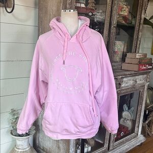 FREE THE SHEEP MELLOW DAYS PINK SHERPA LINED HOODIE SWEATSHIRT HOODED LARGE